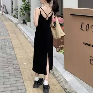 사이드 절개 페미닌 끈나시 롱원피스 여름원피스