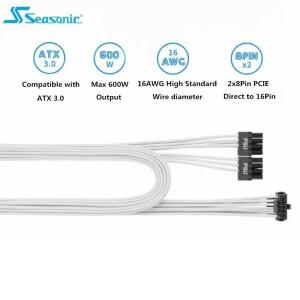 Seasonic 모듈러 전원 공급 케이블  정품 12VHPWR 90 도 듀얼 8 핀 PCIe 5 0 Gen 12 + 4 핀 ATX3 0