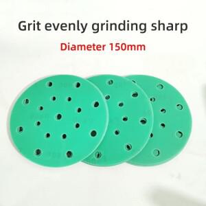 그린 100매 6인치 17홀 샌드페이퍼 150mm 원형 플로킹 80400 그릿 연마재 페스툴 샌더용