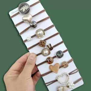 데일리 예쁜 포니테일 머리 끈 헤어 고무줄 10 개 세트 똥머리 방울 헤어끈 머리끈