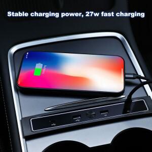 자동차 어댑터 전원 분배기 확장 Tesla Model 3 Y 용 고속 충전기  충전기 USB 션트 허브 지능형 도킹 스테