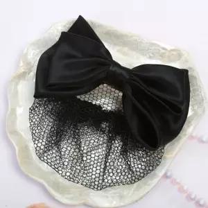 리본 촘촘 머리망 새틴 블랙 머리그물망 그물핀 리본그물망 면접머리핀