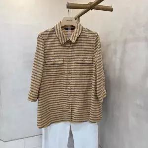 [크레송] 아웃포켓 체크 남방식 블라우스 ODCPBP54B_DG