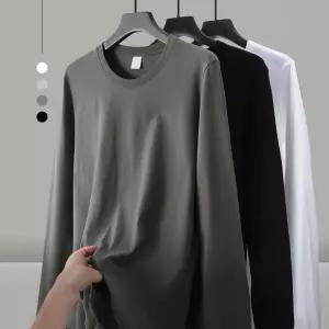 데일리 얇은 무지 긴팔티 남자 여성 순면 간절기 흰티 면티