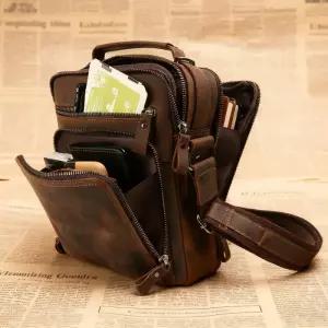 남성 가죽 크로스백 소가죽 천연 출퇴근용 숄더백 다기능 캐주얼 메신저백 여행용 슬링백