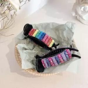 레인보우 똥머리 집게핀 set 2P 머리핀 올림머리핀