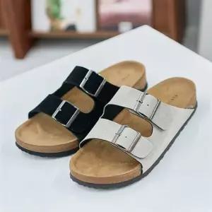 스트랩샌들 국내제작 남자 더블 버클 스트랩 라운드토 쿠션 풋베드 캐주얼 샌들 슈즈 6SS