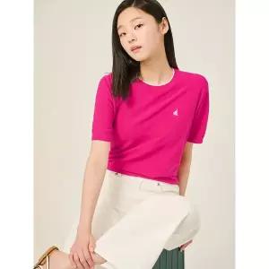 [빈폴레이디스][빈폴솔솔니트] 코튼실크 라운드넥 홀가먼트 풀오버 마젠타 (BF5351C07W) .