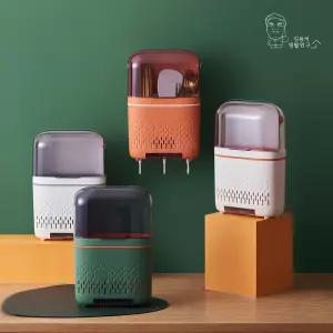 오린 뚜껑있는 수저통 무타공 벽부착 스텐드 물빠짐빠짐 빠짐꽂이 주방 인테리어 걸이 디자인 수저함