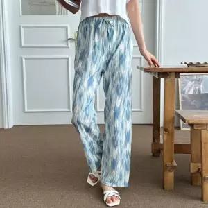 유니크 바캉스 휴양지 샤베트 물나염 통바지