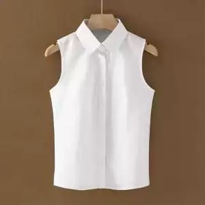 민소매 카라 셔츠 여자 정장 여성 기본 블라우스 이너 라운드카라 조끼형