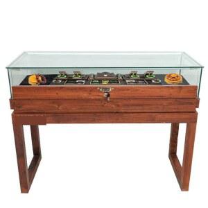 엔틱 박물관 쇼케이스 진열장 LED 진열 원목 주얼리 100x40x90 100 보관함