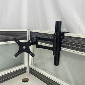 모니터암 세로 기본 높이조절 이중 브라켓 행거 베이직 블랙 파티션모니터거치대 무타공 사무실