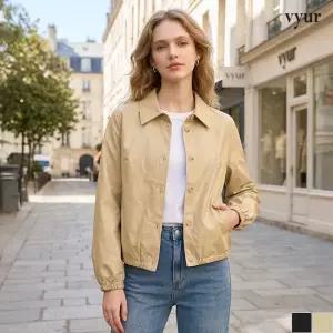 [뷰어] 나글란 밑단 스트링 루즈핏 에코 가죽 자켓 (ZNLTO202)