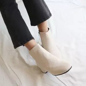 스퀘어 앵클부츠 겨울 여성 구두패션 코디 정장룩부츠 앵글힐 앵클부츠