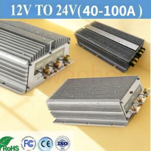 12V에서 24V로 변환하는 40A 50A 60A 80A 100A 스텝 업 부스트 DC-DC 컨버터 전압 안정기 차량용 전원 공급