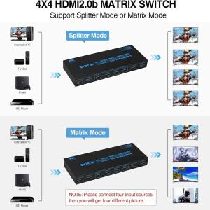 4K HDMI 매트릭스 스위치 4 in 4 out HDMI 스위처 분배기 Ps4 카메라 PC-TV 모니터 용 4x4 오디오 비디오
