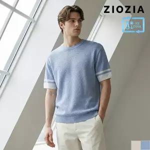 [지오지아] 컬러 배색 니트 티셔츠 (ABE2ER1107)