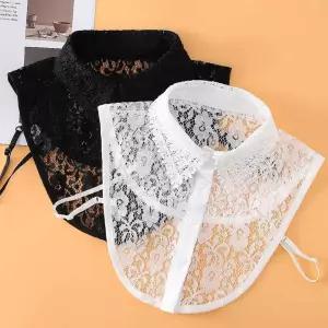 목레이스 페이크카라 레이어드 넥케이프 이너 셔츠 화이트 블랙