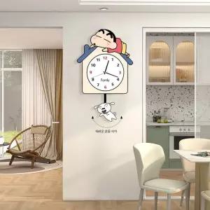 짱구 벽시계 캐릭터 모던 벽걸이 거실 원형 어린이방 사무실