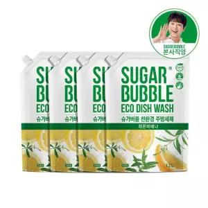 (eTV)슈가버블 친환경 주방세제 레몬버베나 리필 1.2L x 4개