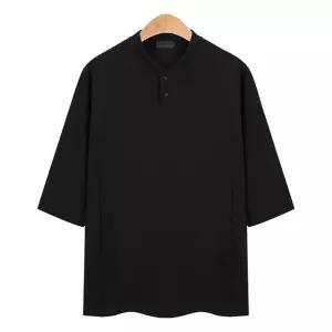 남성 헨리넥 투버튼 라운드 7부티셔츠 3컬러_CMT013 EMT3+9ANk