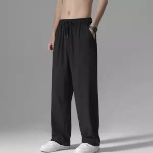 남자 세미 와이드핏 허리밴딩 스트링 데일리룩 바지 통 여름긴 밀리터리