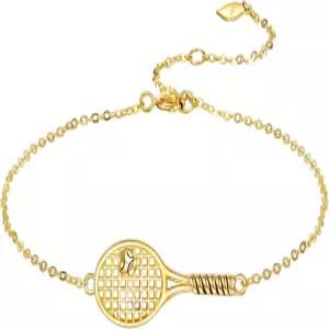 KECHO 14K 솔리드 골드 테니스 라켓 팔찌 펜던트 리얼 주얼리 애호가 여성용 선물