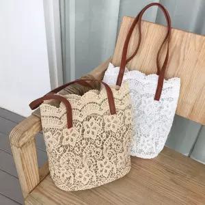 은창)로맨틱 파우치 레이스 쇼퍼백 에코 가방여름숄더 핸드 크로스 예쁜 휴양지 망사 여성