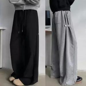 바지 츄리닝 포인트 하이웨이스트 남성용 와이드레그 남성하의 사이드절개 하의츄리닝 남성트레이