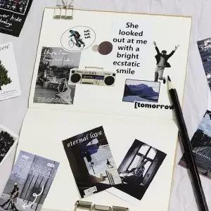 장식용 사진 콜라주 50p 흑백 모노톤 다이어리 꾸미기 노트 앨범 폴라로이드