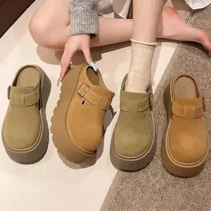 여성 모던 스트랩 2컬러 통굽 플랫폼 슬리퍼 LK-BL13