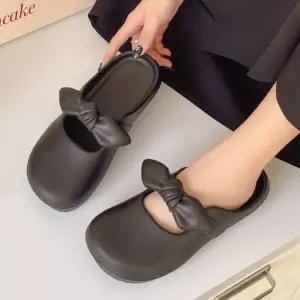 여성 러블리 리본 베이직 플랫 뮬 슬리퍼 신발 단화