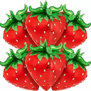 풀크리즈 6팩 4D 딸기 풍선 29 자이언트 귀여운 호일 쇼트케이크 장식 스위트 베리 테마 돌잔치 용품