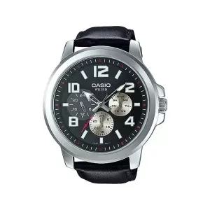 카시오 MTP-X300L-1A 빅사이즈 아날로그 남성 가죽 시계 드레스 워치