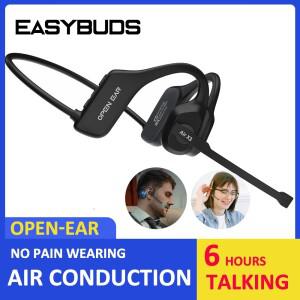 EASYBUDS 핸즈프리 블루투스 공기 골전도 이어폰, 소음 차단 붐 마이크 비즈니스 오픈 이어 헤드폰