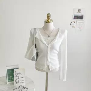 단추 골지 가디건 리본 레이스 레이어드 발레코어 긴팔티 E318 여리셔링리본CD