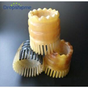 천연 황소 뿔 마사지 빗, 머리 바디 과샤 헤어 브러시, 스트레스 해소, 미세 치아 자오선 스크래핑 스파 도구, 1PC