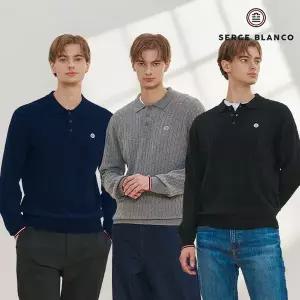 [세르즈블랑코][비노출 특가] [세르즈블랑코] 클래식 케이블 카라 니트 남성 3종세트