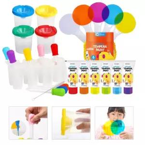 어린이집교구 유아미술 색인지 색혼합 물감놀이 세트 미술놀이키트 아기물감