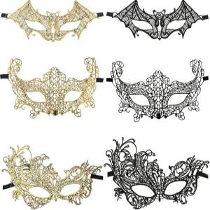 무도회 할로윈 파티를 위한 커플 여성 및 남성 베네치아 레이스 마스크인 신디어 6종 마스크