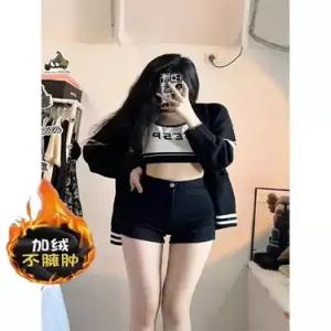 여성 데님 블랙 가을 일자 롱기장 스판 A라인 기모 청바지 핫팬츠 힙업 청반바지 반바지 MF3