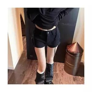 여성 청반바지 청바지 블랙 빈티지 하이웨스트 힙스터 스판 데님 반바지 가을 핫팬츠 MF3