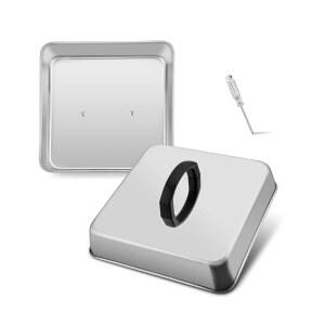 소형 15.2CM(6인치) 액세서리, 돔, 주철 스팀 그리들 치즈 스테인리스 주방 뚜껑, 스테이크 요리에 사각 베이컨 스틸 적합 HASTEEL 플랫 멜팅 그릴링 버거 베이스팅 탑용 커버 2개