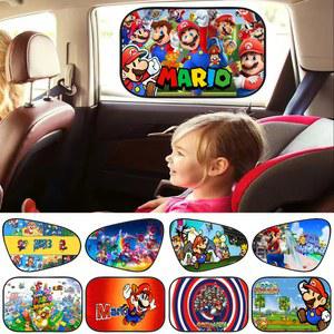 유리차단막 게임 슈퍼 Marios 자동차 사이드 윈도우 차양 커버 정전기 커튼 아기를위한 태양 보호 UV 차단기