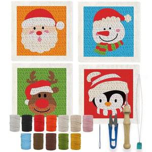 BEUNITONE 4피스 있음) 공예용, 크리스마스 초보자용, 엘리먼트 니들 크로스 25CM(9.8 키트, 포함, 스티치 아닐 펀치 설명서(한글이 자수 홈 세트, 데코용 수 및 25 X 미술 9.8인치) 키트 스타터 공예