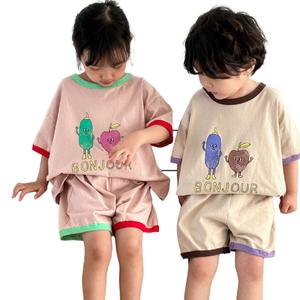 유 아동 주니어 여름 남매룩 형제룩 면 반팔 상하 세트