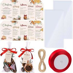 YEXIYA 크리스마스 아닐 수 DIY 포푸리 공예 셀로판 세트, 있음) 장식용 가정용 가방 스토브탑 키트, 태그 파티 50개 백 끓이기 선물 휴일 설명서(한글이 50개,