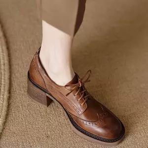 단화 가보시 정장 옥스퍼드화 갈색 옥스화 통굽