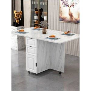 슬라이딩식탁 세라믹 폴딩 식탁 풀화이트 아파트 백 백 슬라이딩 서랍장 백색 밥상